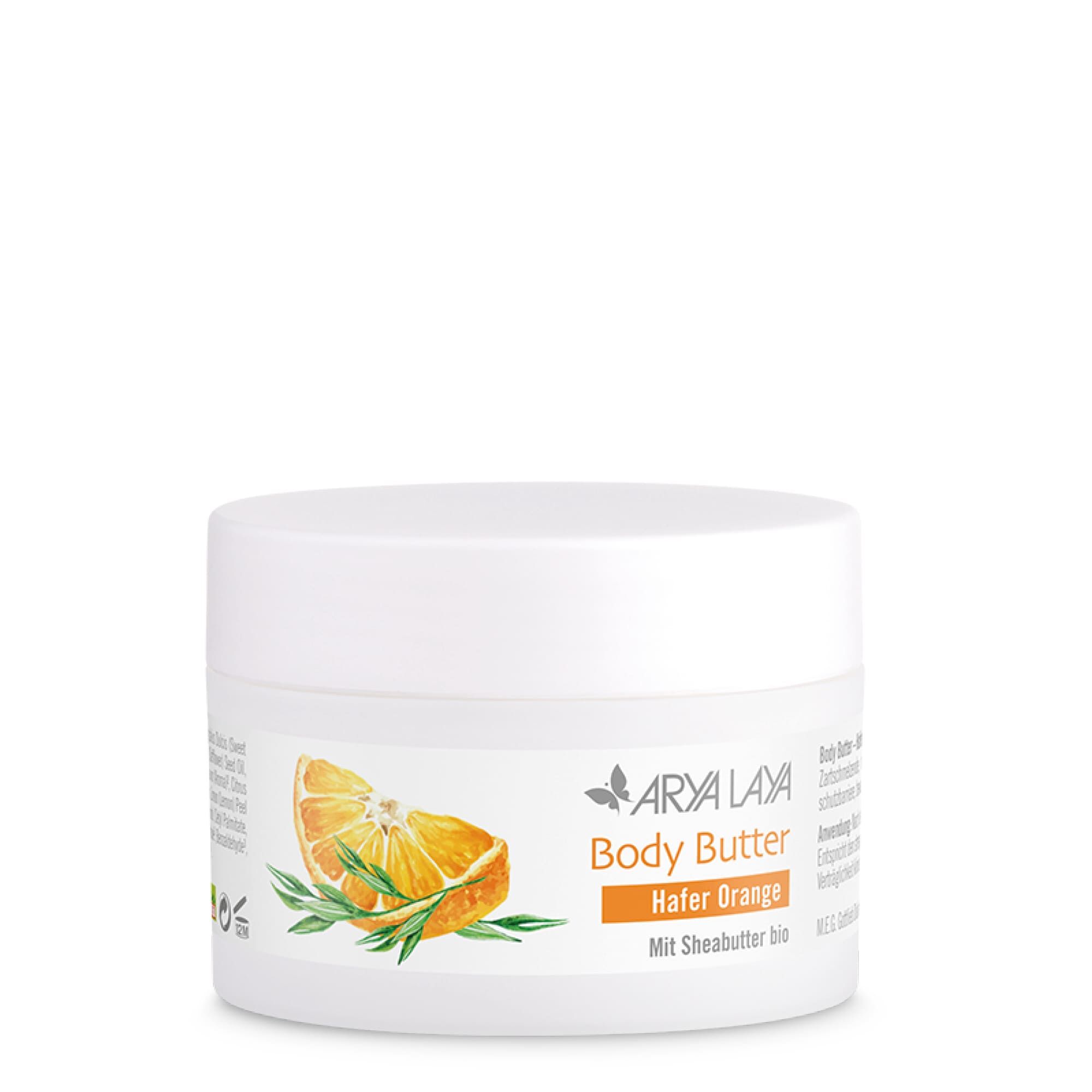 Tiegel mit ARYA LAYA Body Butter Hafer Orange, 50 ml