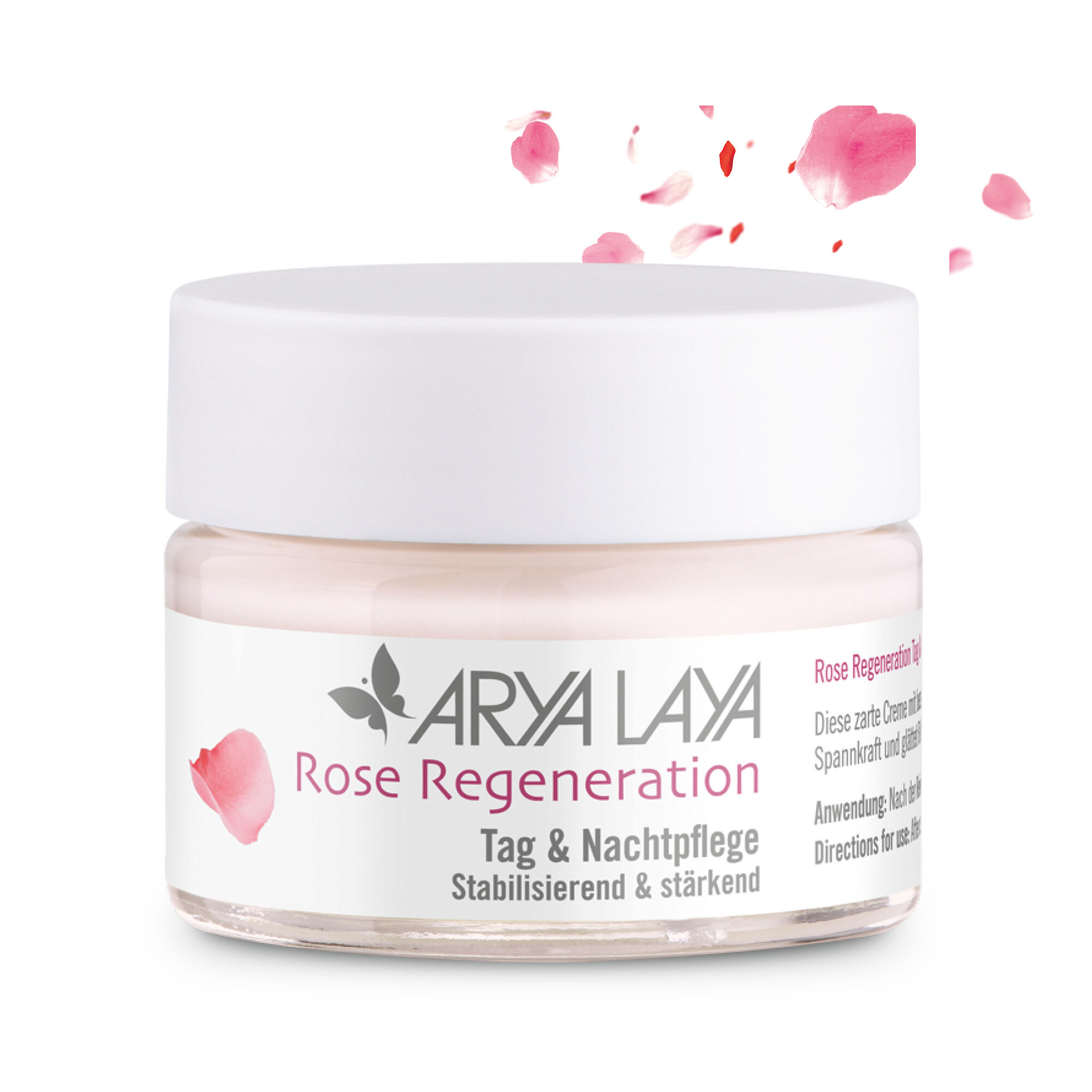 ARYA LAYA Rose Regeneration Tag & Nachtpflege 50 ml, Glastiegel