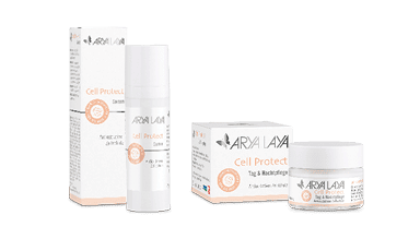 Produktübersicht der ARYA LAYA Pflegeserie Cell Protect
